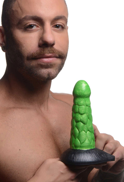 Radioactive Reptile Thick Scaly Silicone Dildo - Green - Love It Wet