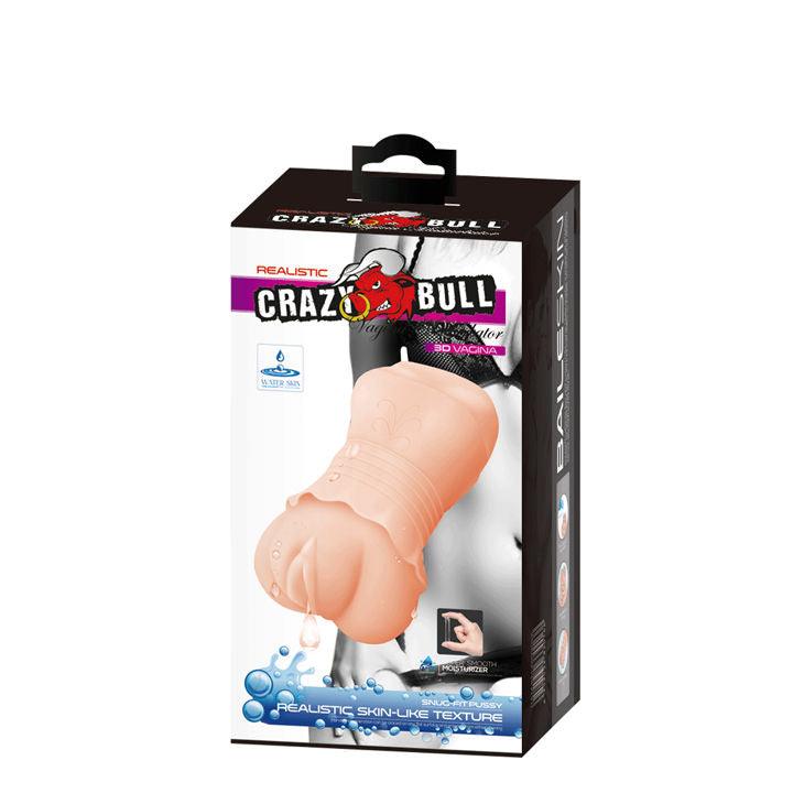 Crazy Bull No Lube Masturbator Sleeve - Realistic Pussy Skin-Like Texture - Love It Wet