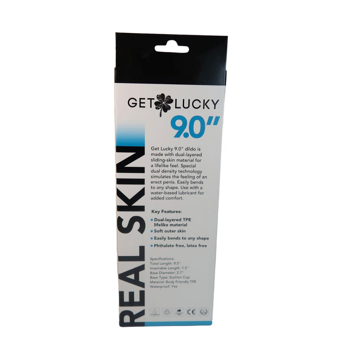 Get Lucky 9 Inch Real Skin Dong - Light Brown - Love It Wet