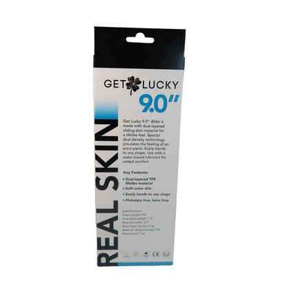 Get Lucky 9 Inch Real Skin Dong - Light Brown - Love It Wet