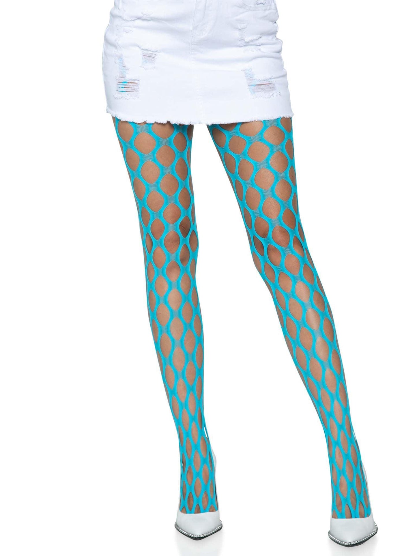 Jumbo Pothole Net Tights - Neon Blue - One Size - Love It Wet