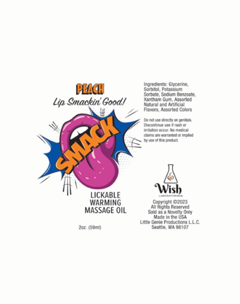 Smack Warming and Lickable Massage Oil - Peach 2 Oz - Love It Wet