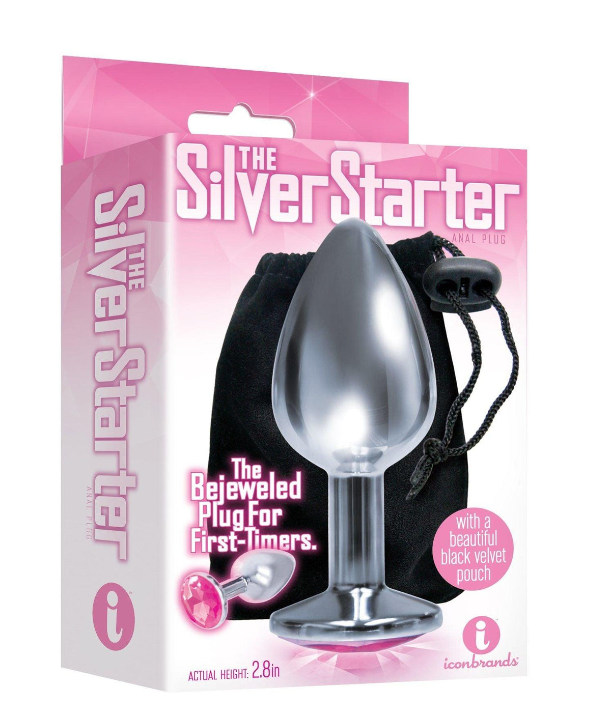 The 9's the Silver Starter Bejeweled Stainless Steel Plug - Pink - Love It Wet