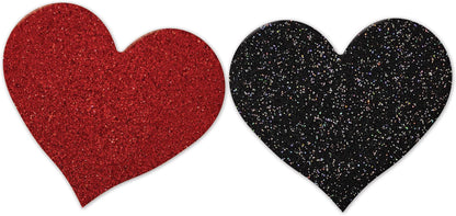 Nipplicious - Heart Shape Pasties - Glitter - Red and Black - Love It Wet