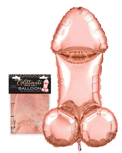 Glitterati Penis Party Balloon - Rose Gold - Love It Wet