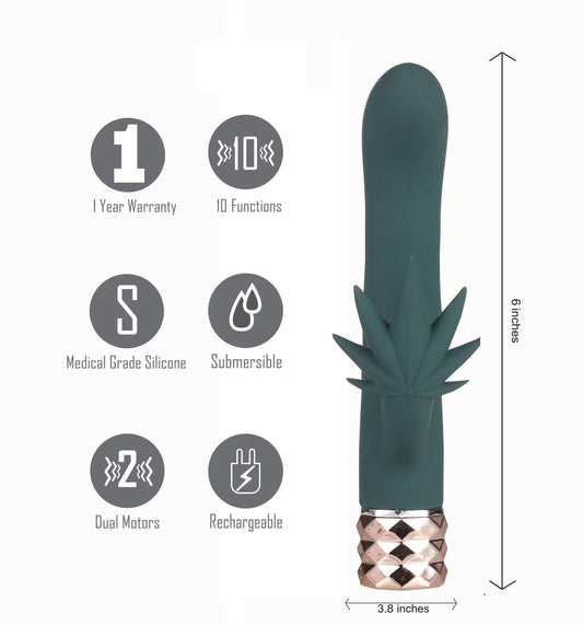 Kusha 420 Series Crystal Gems G-Spot Vibrator - Green - Love It Wet