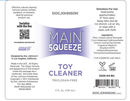 Main Squeeze - Toy Cleaner - 4 Fl. Oz.. - Love It Wet