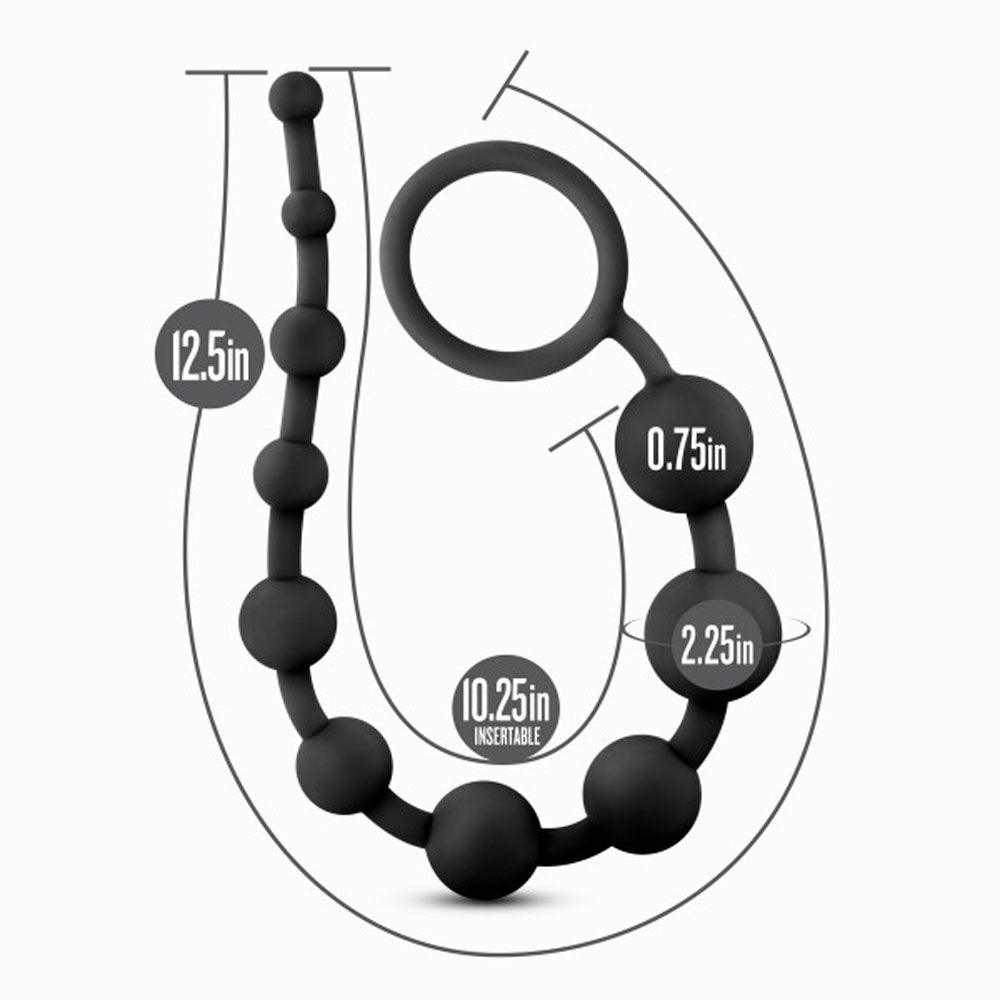 Anal Adventures - Platinum - Silicone 10 Anal Beads - Black - Love It Wet
