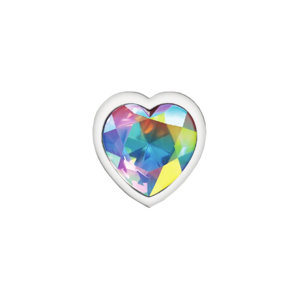 Cheeky Charms-Silver Metal Butt Plug- Heart-Clear-Medium - Love It Wet