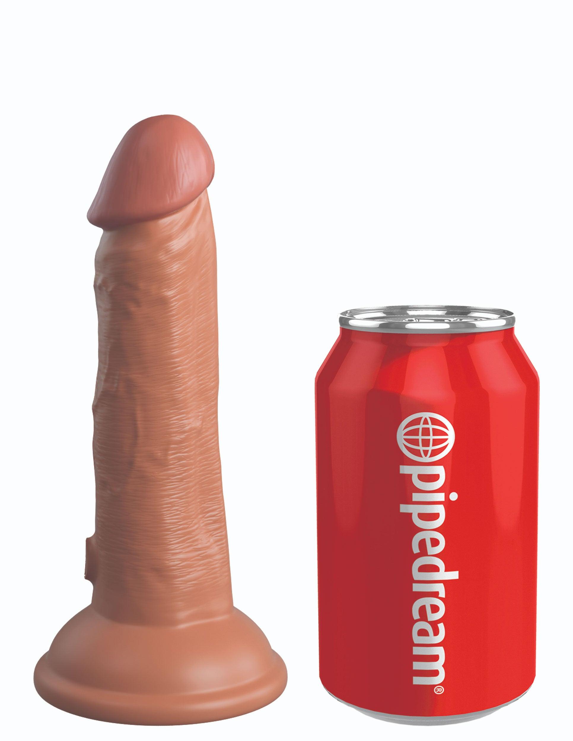 King Cock Elite 6 Inch Vibrating Silicone Dual Silicone Dual Density Cock - Tan - Love It Wet