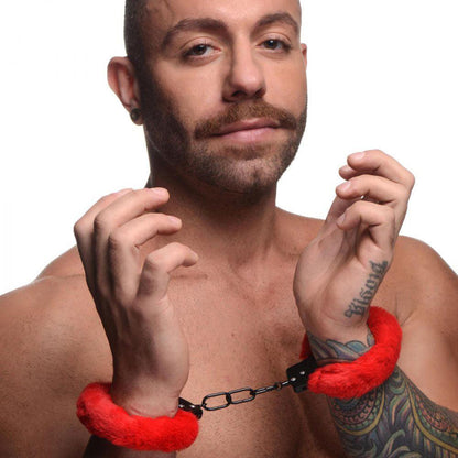 Cuffed in Fur Furry Handcuffs - Red - Love It Wet