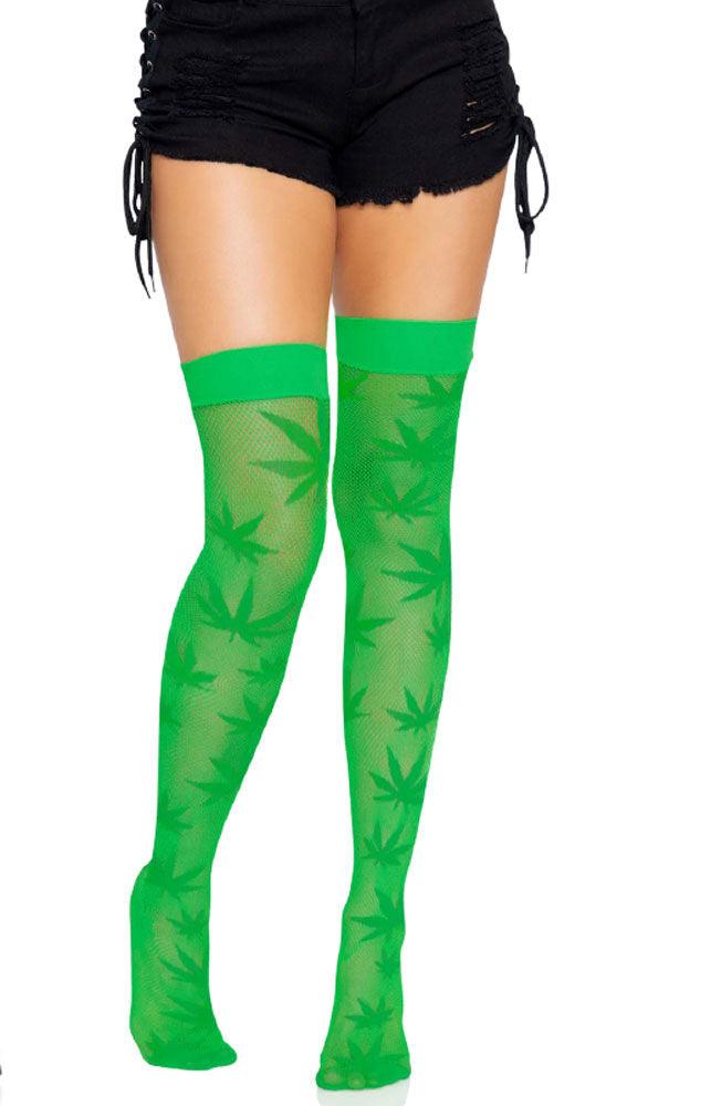 420 Net Thigh Highs - One Size - Black - Love It Wet