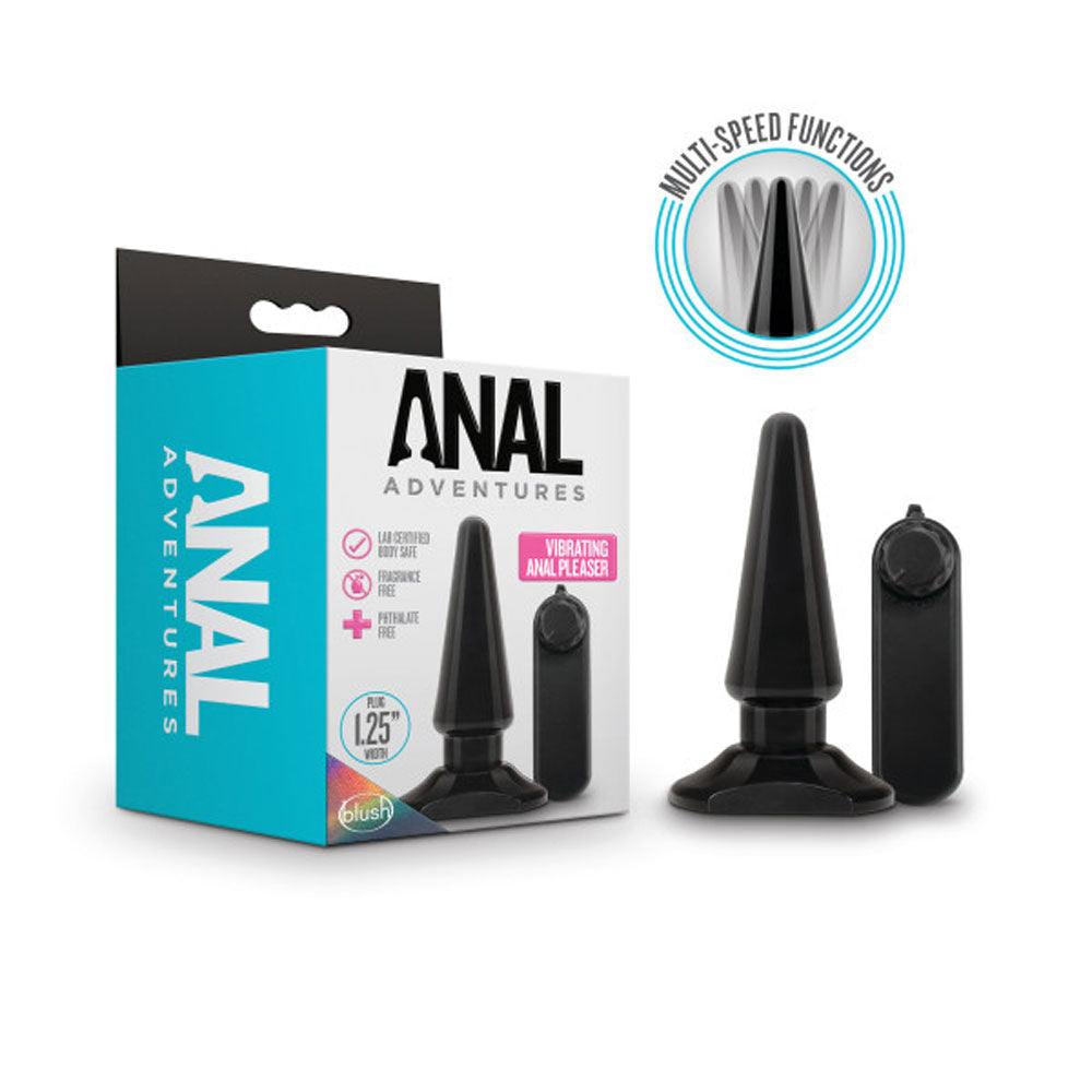 Anal Adventures - Basic Vibrating Anal Pleaser - Black - Love It Wet