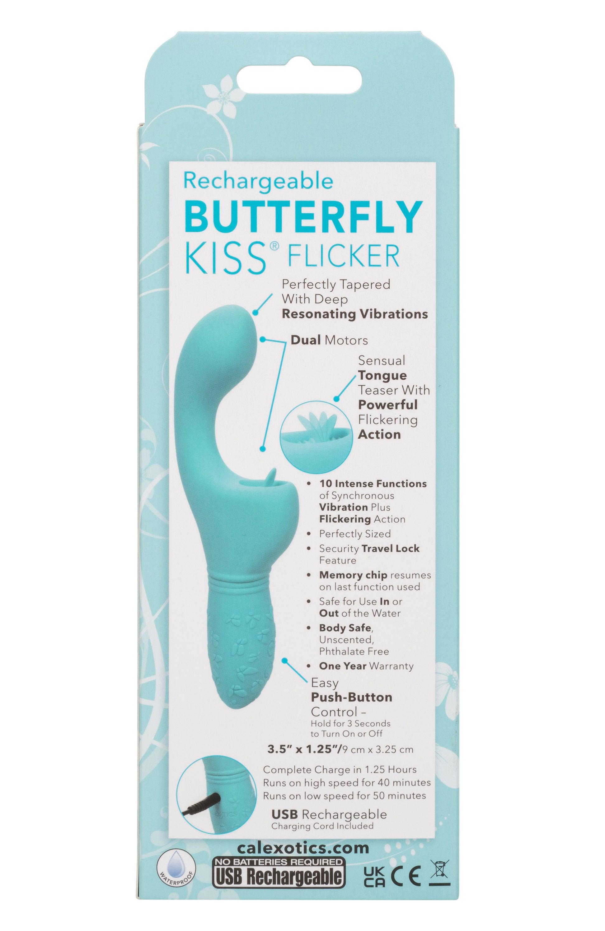 Rechargeable Butterfly Kiss Flicker - Blue - Love It Wet