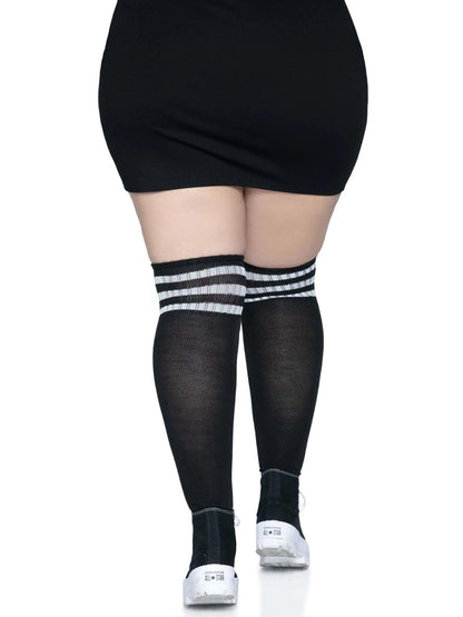 Over the Knee Athletic Socks -1x/2x - Black/white - Love It Wet