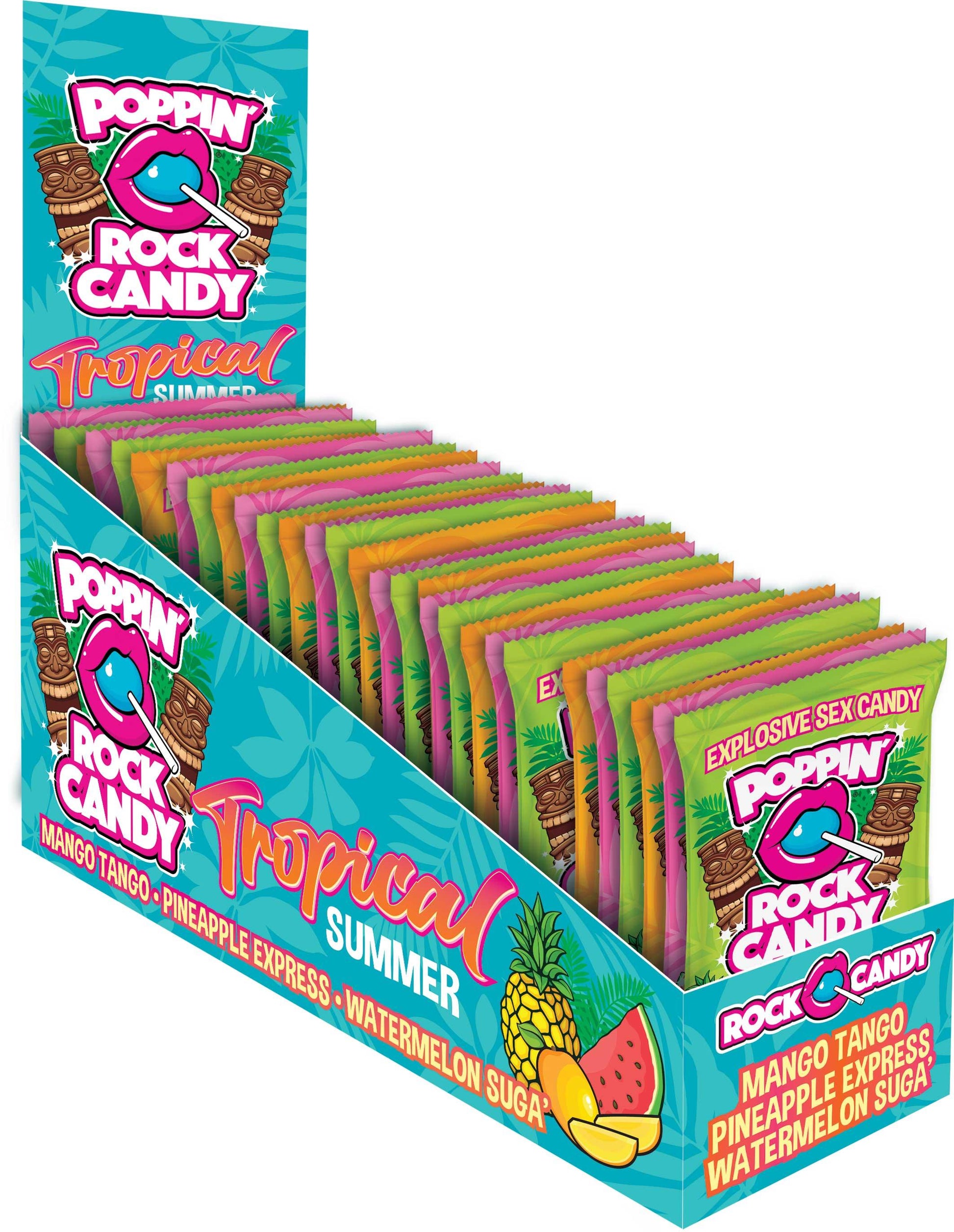 Popping Rock Tropical Summer 36 Pk Display - Mango Tango - Pineapple Express - Watermelon Sugar - Love It Wet