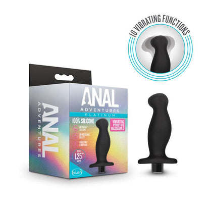 Anal Adventures- Platinum- Silicone Vibrating Prostate Massager 02-Black - Love It Wet