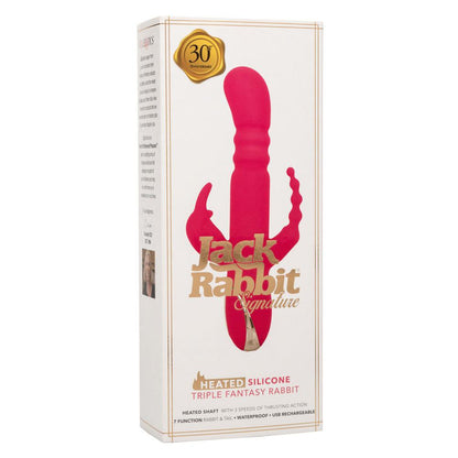 Jack Rabbit Signature Heated Silicone Triple Fantasy Rabbit - Pink - Love It Wet