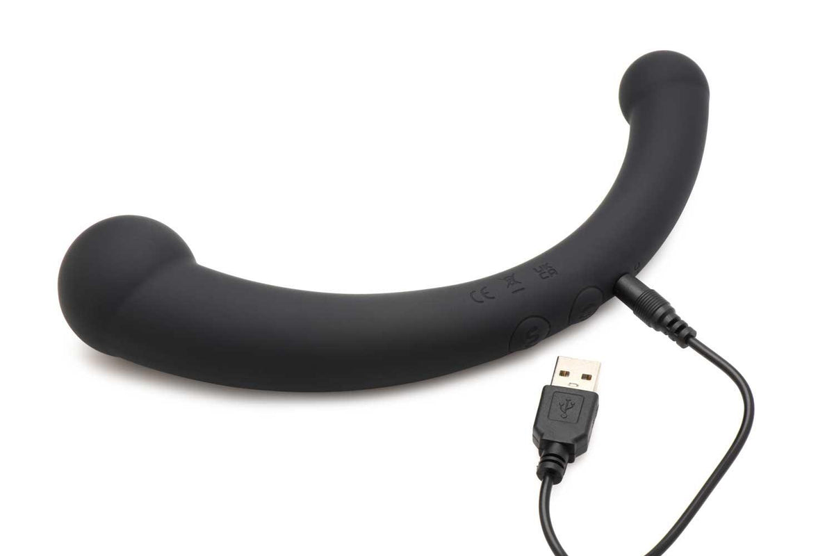 10x Vibra-Crescent Silicone Dual Ended Dildo - Black - Love It Wet