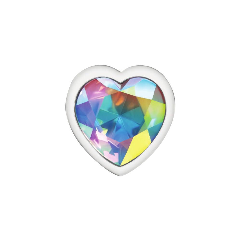 Cheeky Charms-Silver Metal Butt Plug- Heart-Clear-Large - Love It Wet