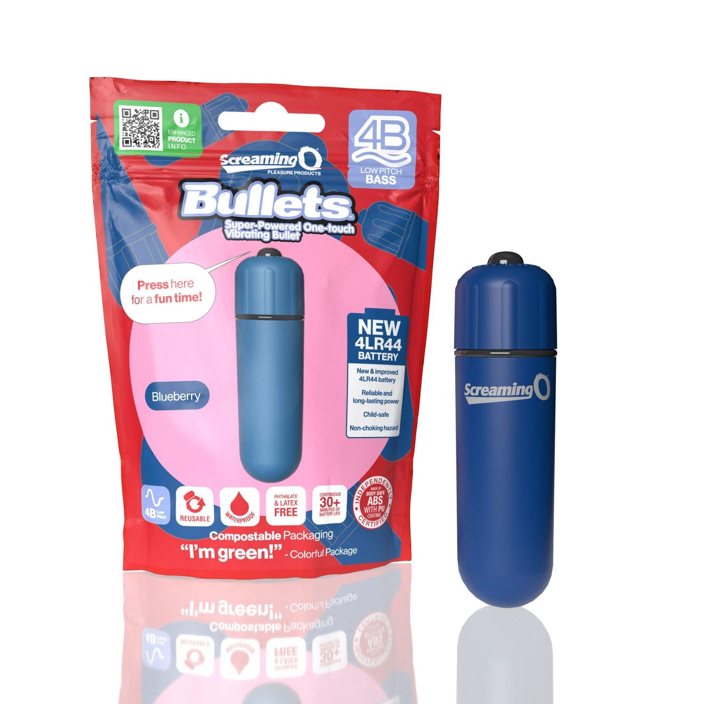 Screaming O 4b - Bullet - Super Powered One Touch Vibrating Bullet - Grape - Love It Wet