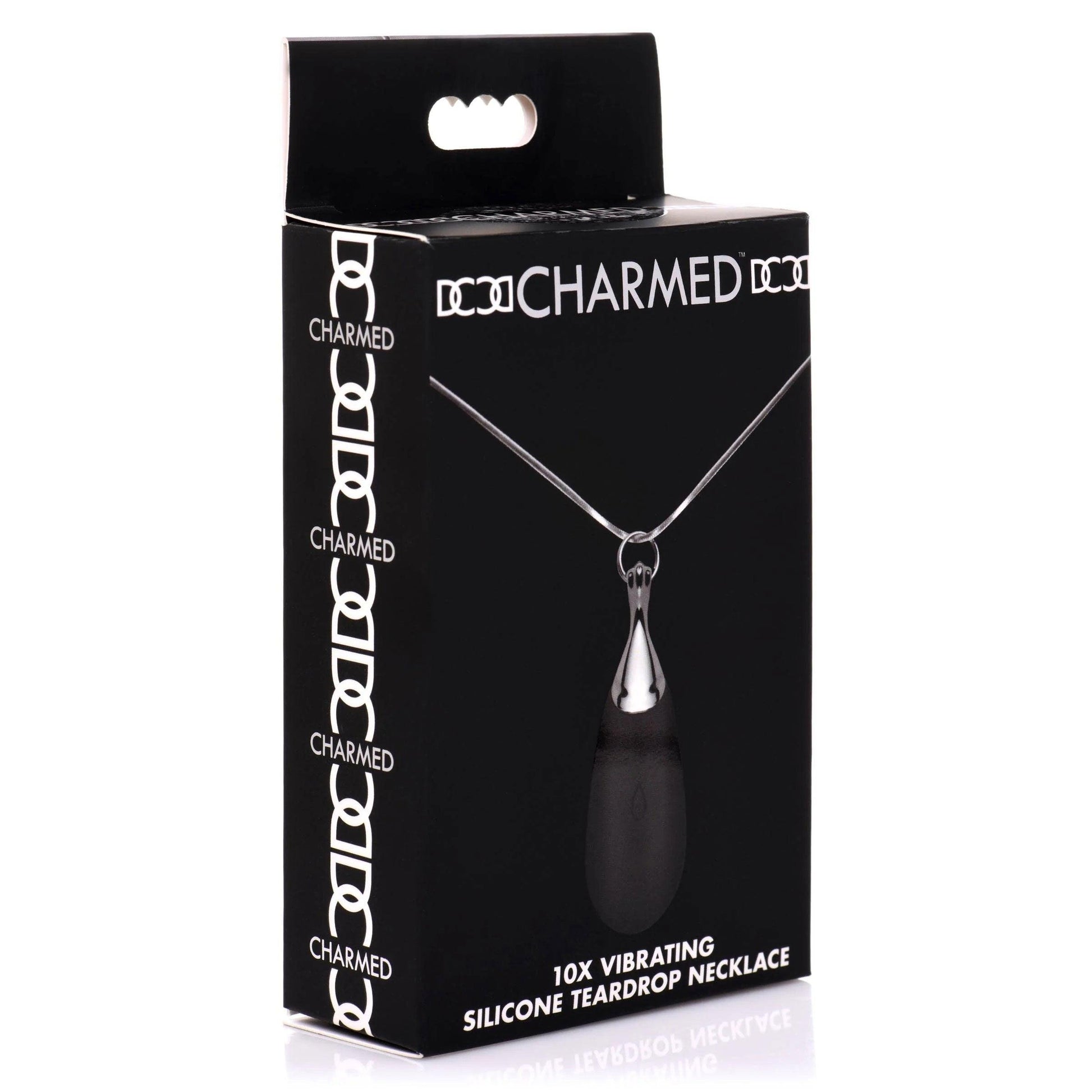 10x Vibrating Silicone Teardrop Necklace - Black - Love It Wet