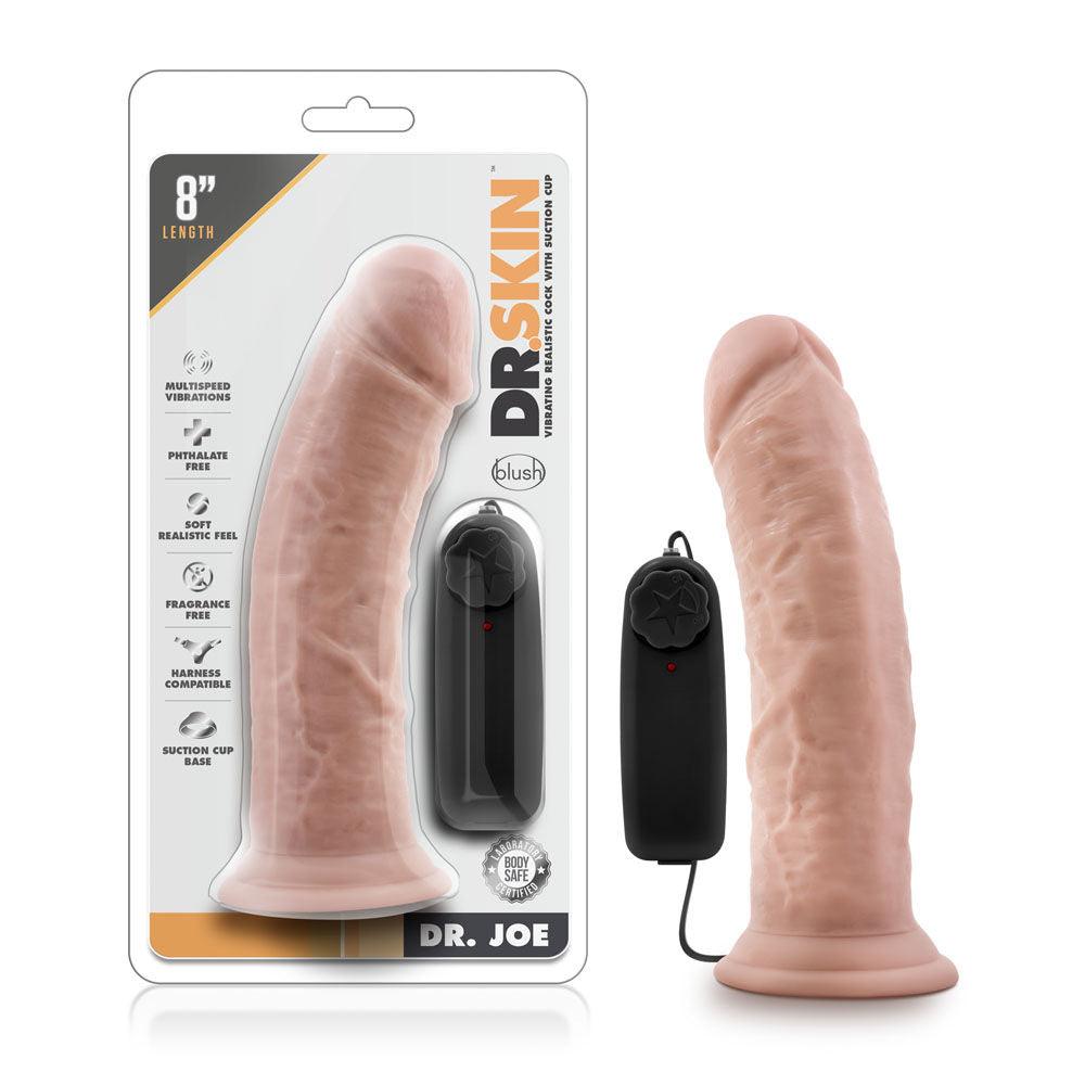 Dr. Skin - Dr. Joe - 8 Inch Vibrating Cock With Suction Cup - Vanilla - Love It Wet