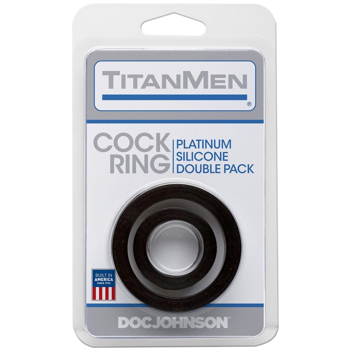 Titanmen Cock Ring Platinum Silicone Double Pack - Black - Love It Wet