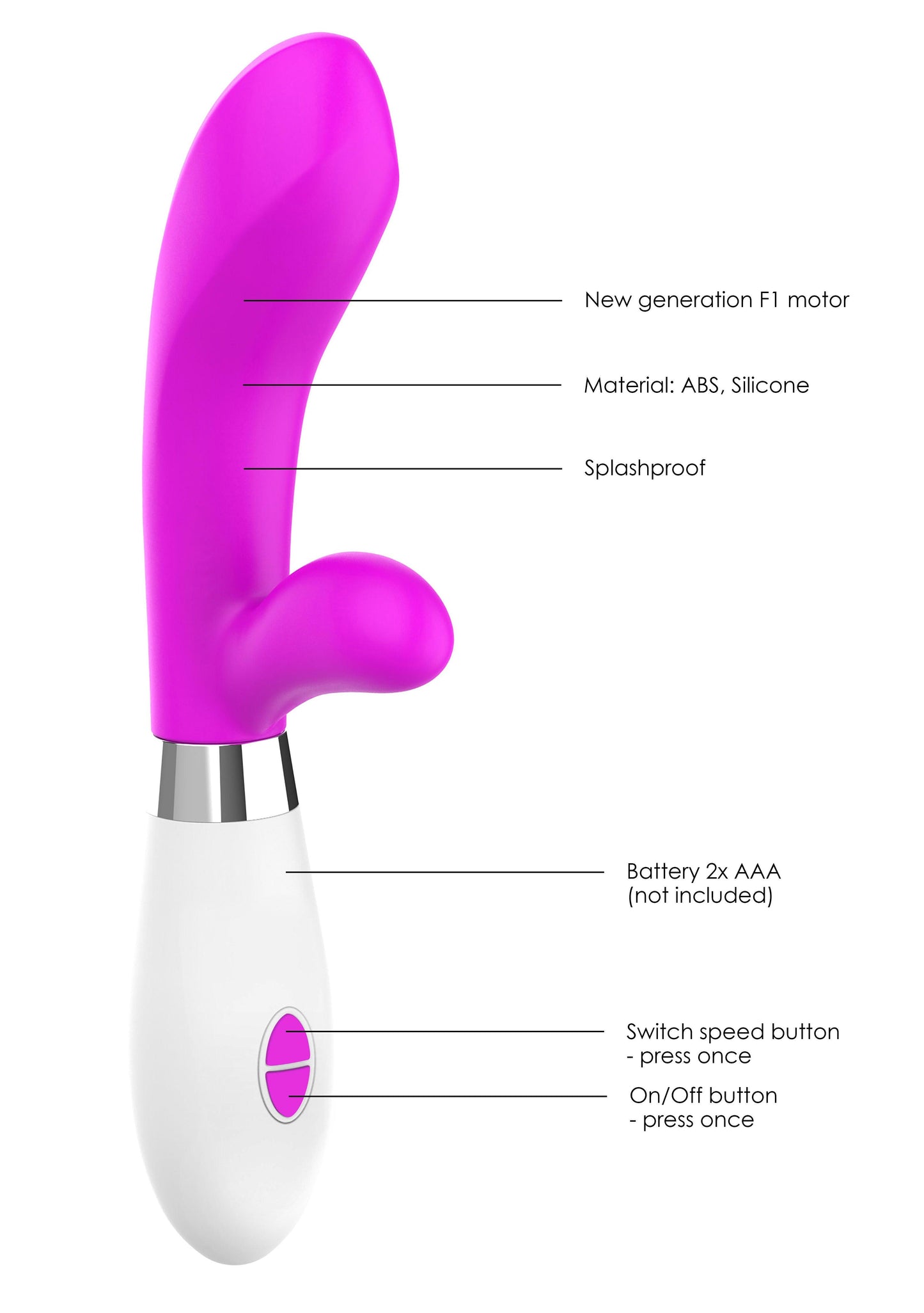 Achilles - Ultra Soft Silicone - 10 Speeds - Fuchsia - Love It Wet