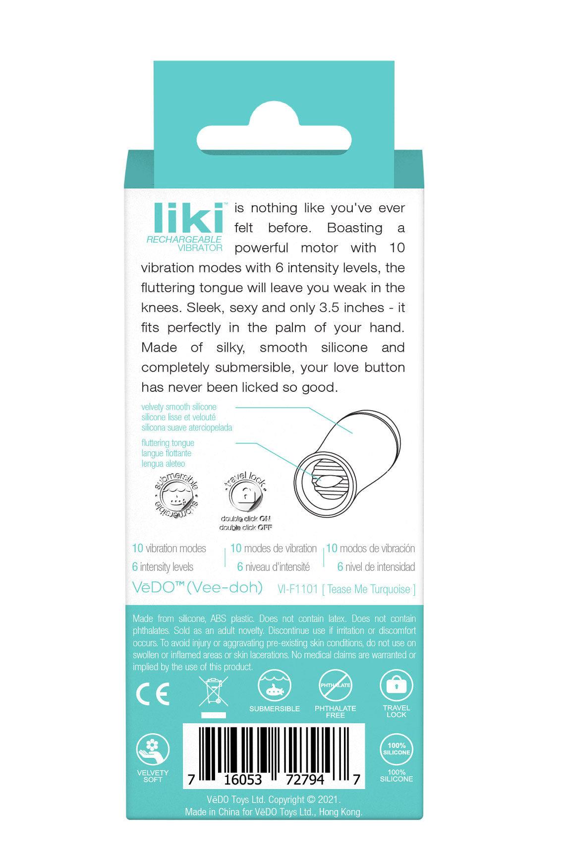 Liki Rechargeable Flicker Vibe - Tease Me Turqoise - Love It Wet