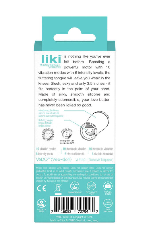 Liki Rechargeable Flicker Vibe - Tease Me Turqoise - Love It Wet