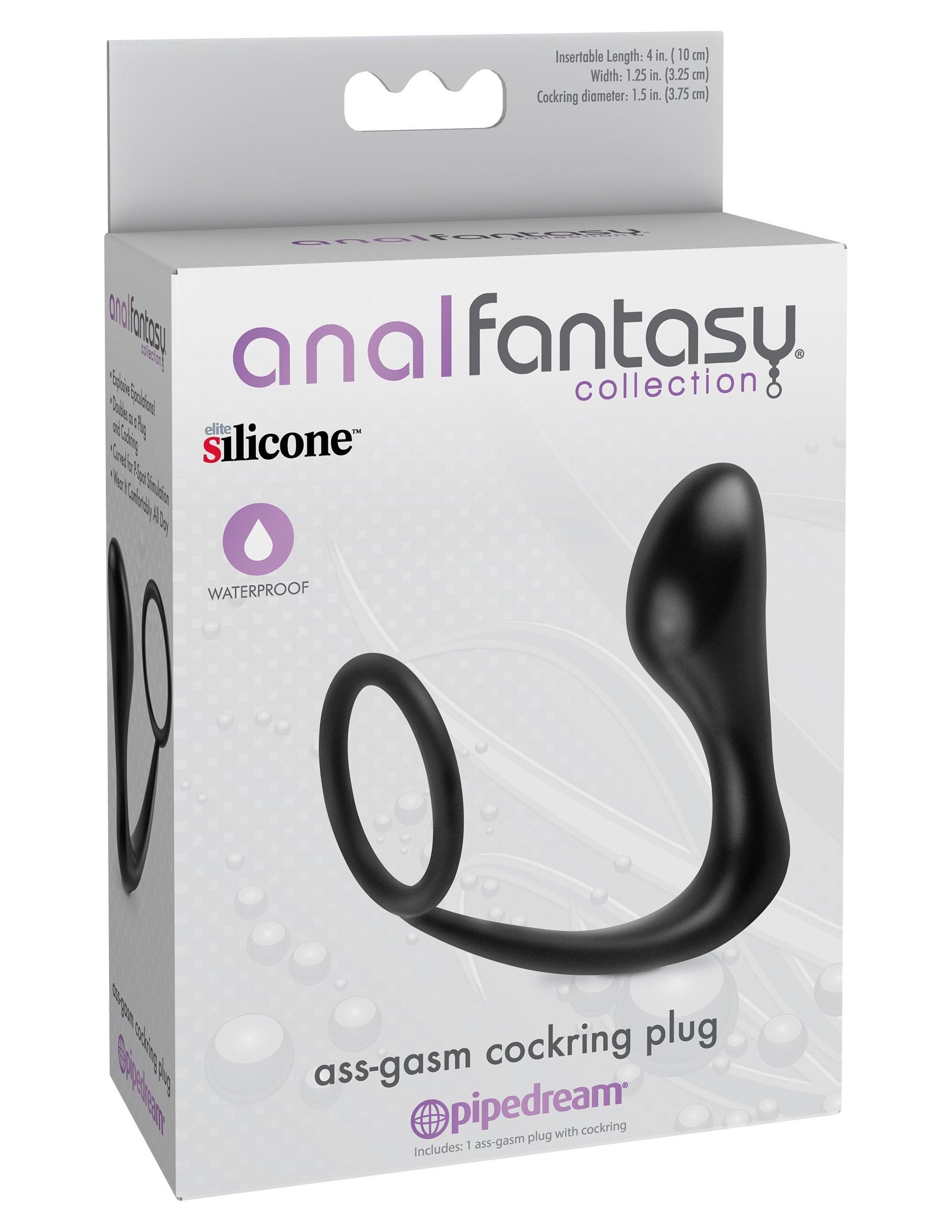 Anal Fantasy Collection Ass Gasm Cockring Plug - Black - Love It Wet