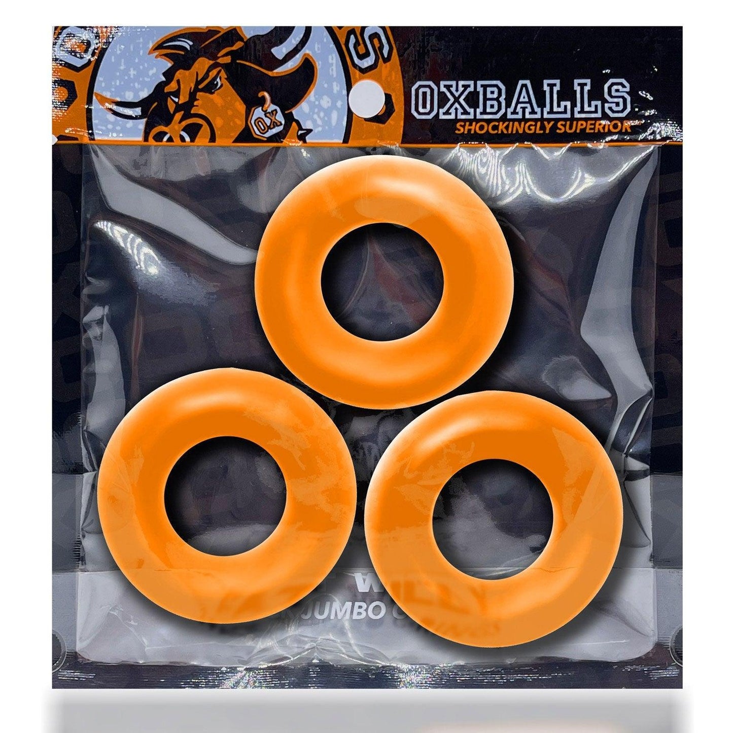 Fat Willy 3-Pack Jumbo Cockring - Orange - Love It Wet