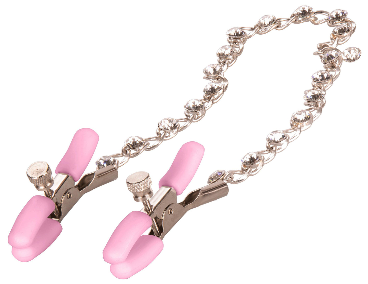 Nipple Play Crystal Chain Nipple Clamps - Pink - Love It Wet