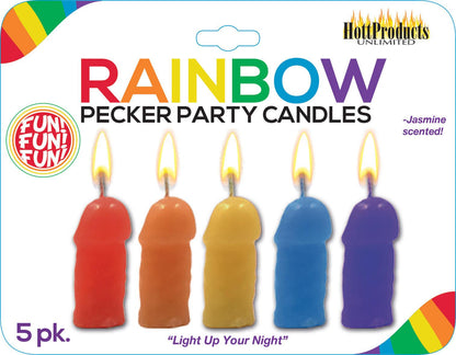 Rainbow Pecker Party Candles - 5 Pack - Love It Wet