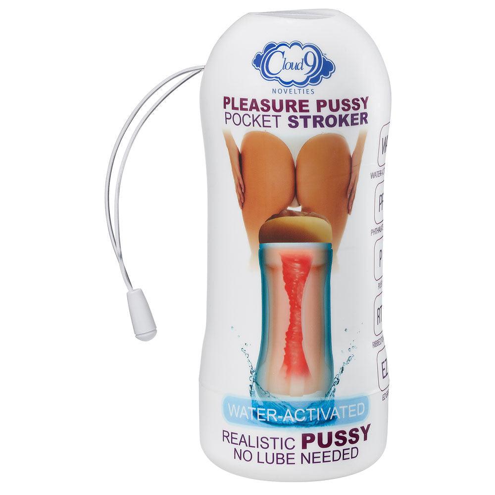 Pleasure Pussy Pocket Stroker Water Activated - Flesh - Love It Wet