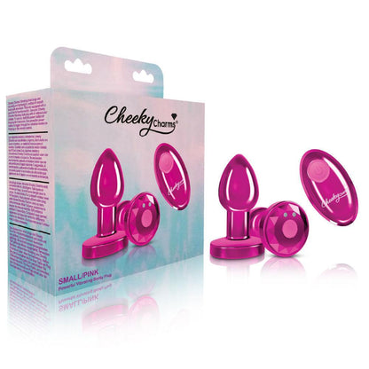 Cheeky Charms - Rechargeable Vibrating Metal Butt Plug With Remote Control - Pink - Small - Love It Wet