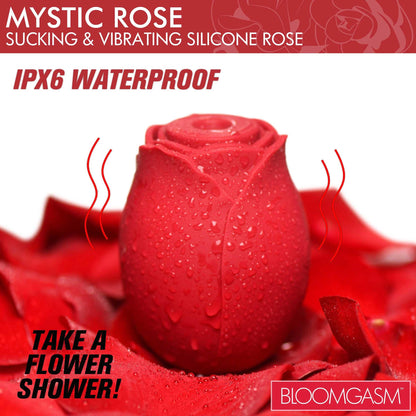 Mystic Rose Sucking and Vibrating Silicone Rose - Red - Love It Wet