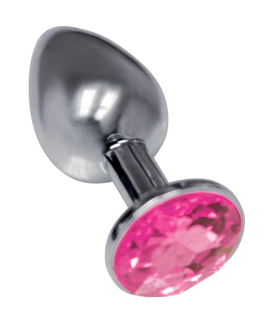 The 9's the Silver Starter Bejeweled Stainless Steel Plug - Pink - Love It Wet