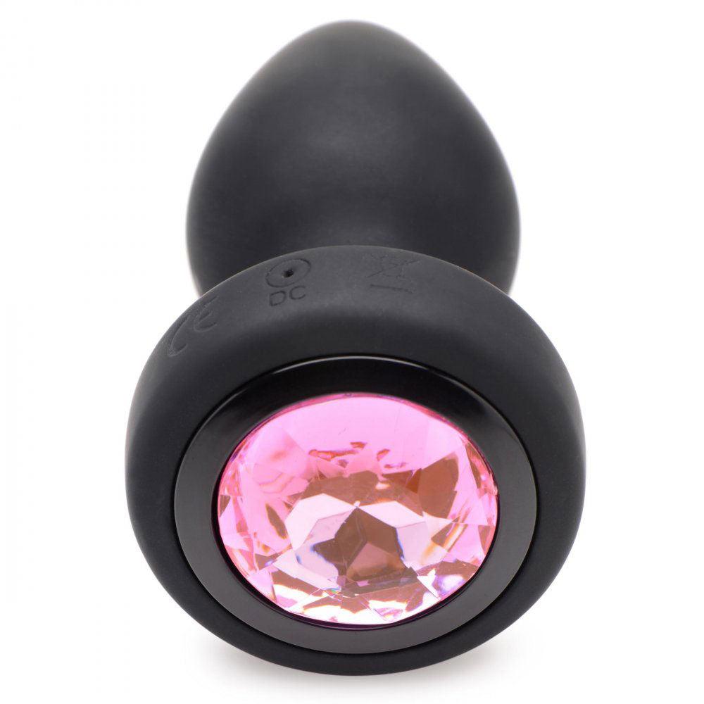 28x Silicone Vibrating Pink Gem Anal Plug With Remote - Small - Love It Wet