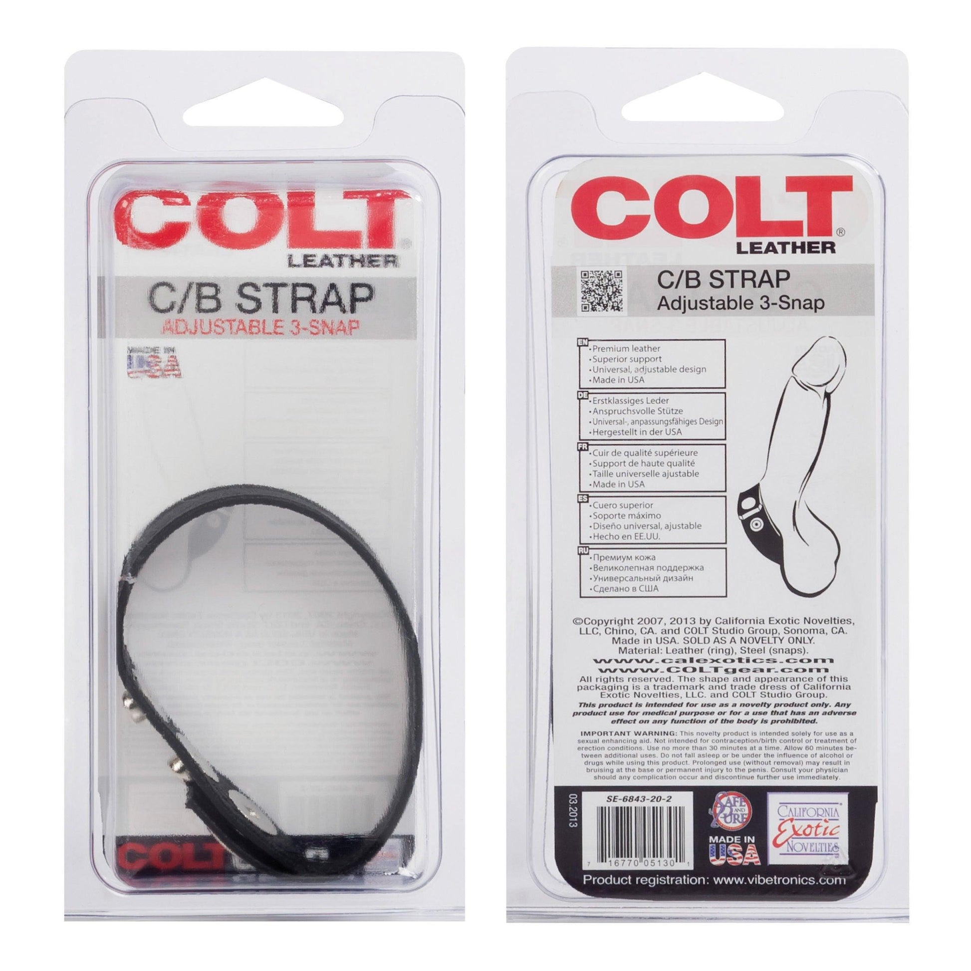 Colt 8 Snap Fastener Leather Strap - Black - Love It Wet