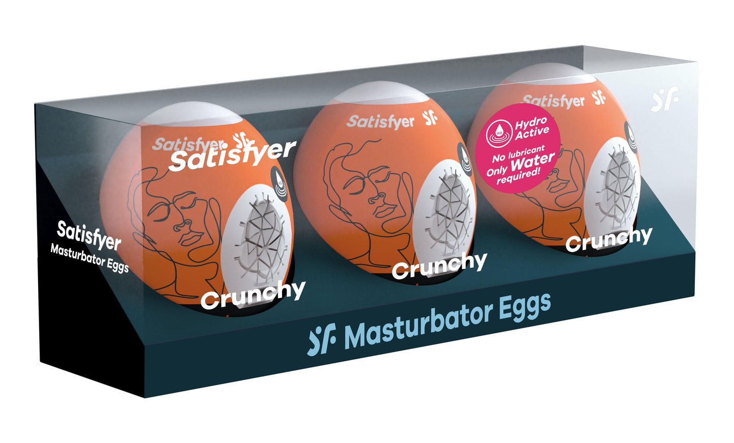 3 Pc Set Masturbator Egg - Crunchy - Orange - Love It Wet