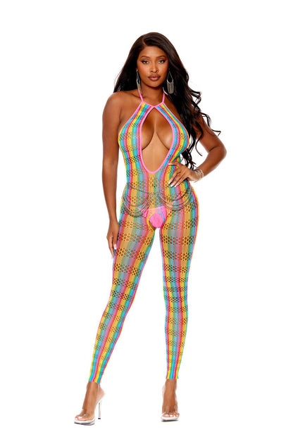 Deep v Bodystocking - One Size - Multicolor - Love It Wet