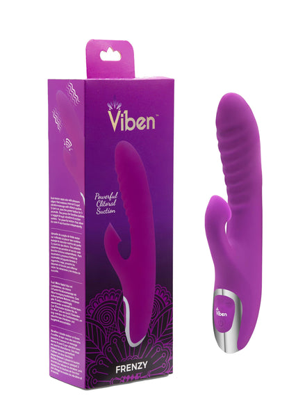 Frenzy - Rabbit Vibe With Clitoral Suction - Berry - Love It Wet