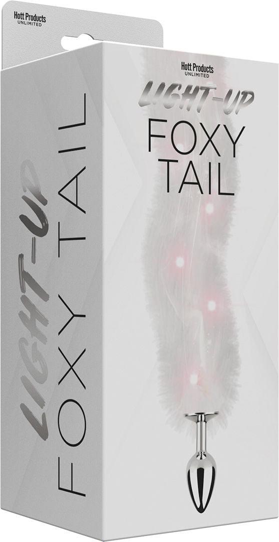 Foxy Tail - Light Up Faux Fur Butt Plug - White Plug - White - Love It Wet