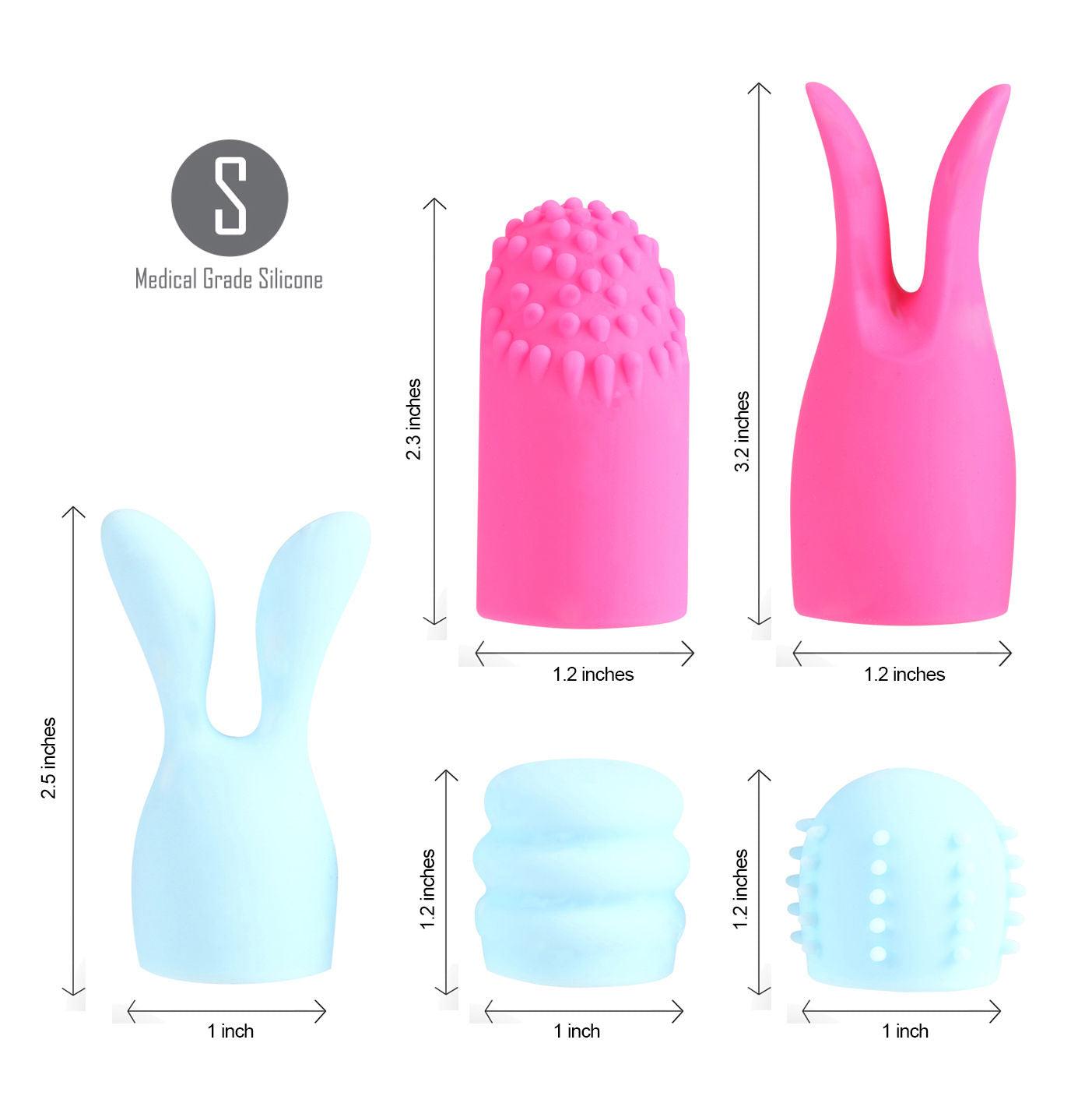 Quinn 5 Piece Silicone Attachments - Pink/blue - Love It Wet