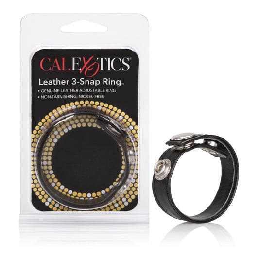 Leather Black 3-Snap Ring - Love It Wet