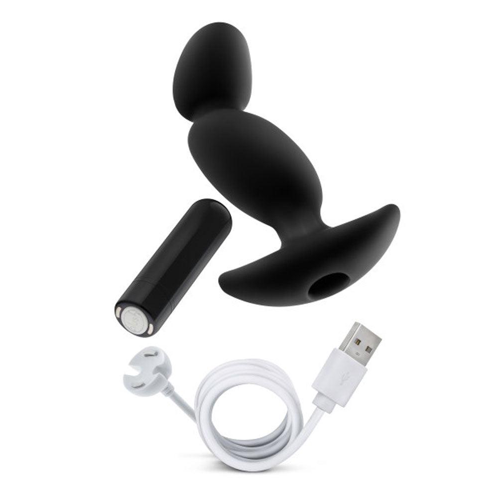 Anal Adventures- Platinum - Silicone Vibrating Prostate Massager 04-Black - Love It Wet