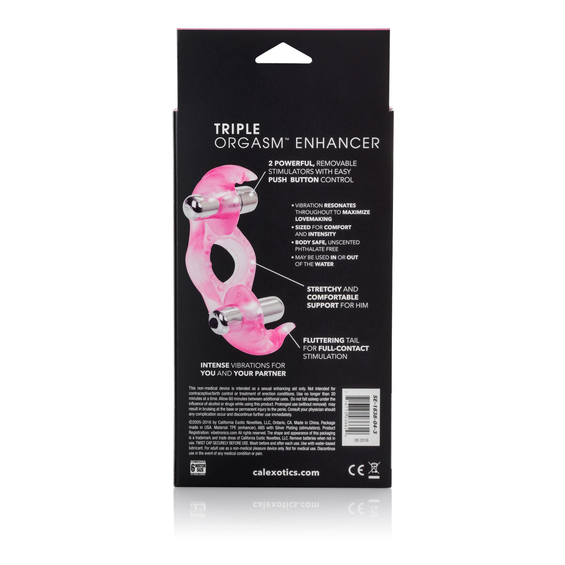 Silicone Triple Orgasm Erection Enhancer - Pink - Love It Wet