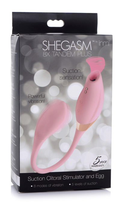 Shegasm 8x Tandem Plus Silicone Suction Clit Stimulator and Egg - Love It Wet